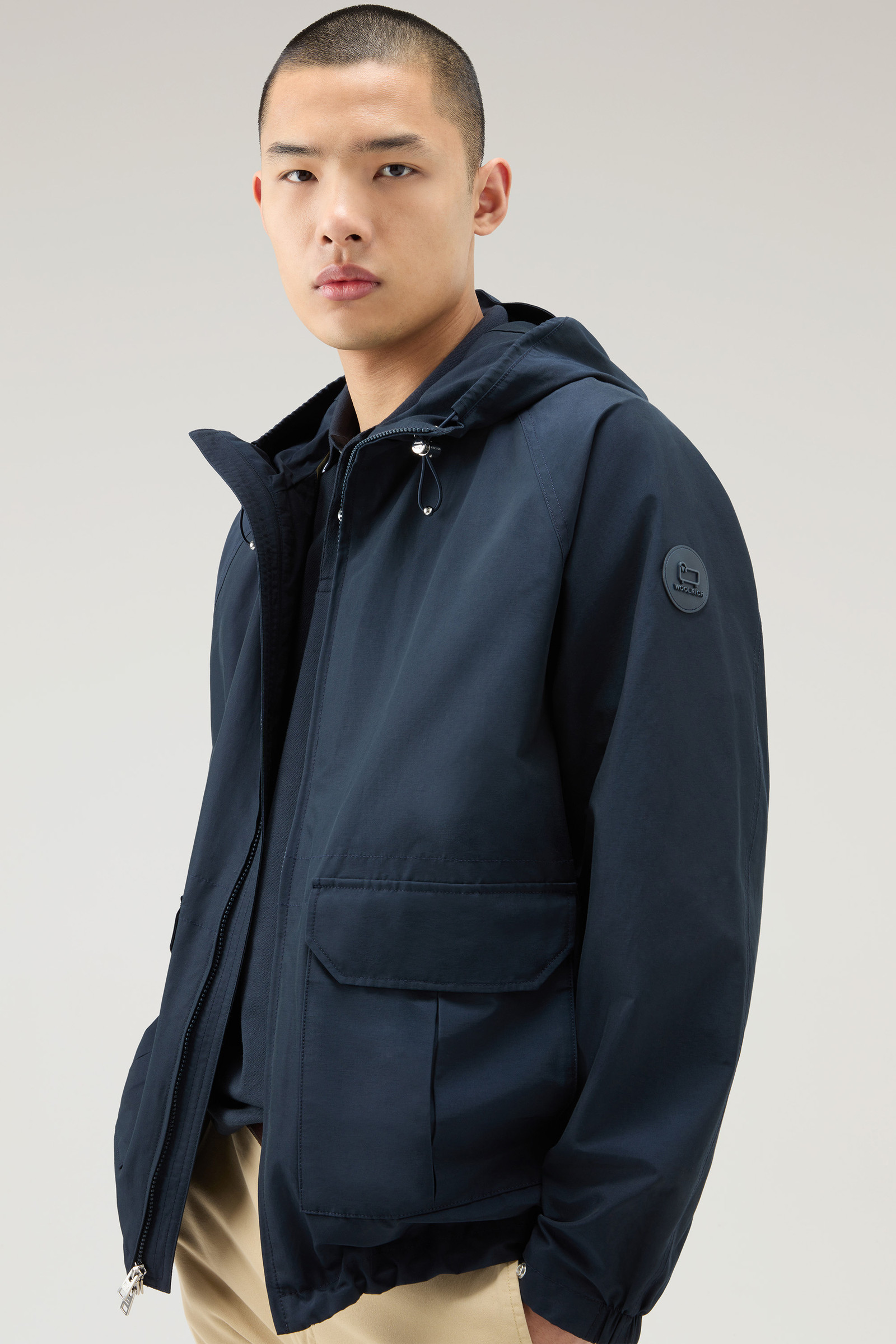 Men's Cruiser Jacket in Ramar Cloth with Hood Blue | Woolrich USA