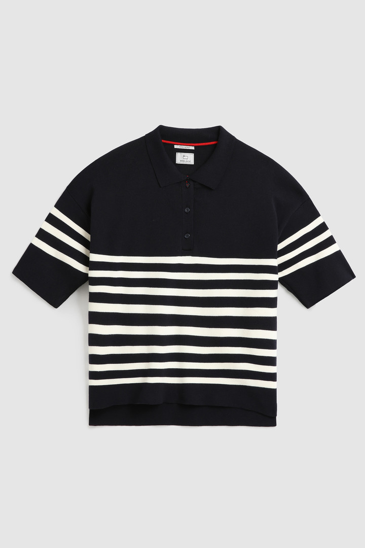 Polo en coton à rayures bleu photo 4 | Woolrich