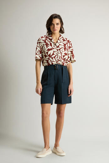 Stückgefärbte Bermudas aus Leinenmix Blau | Woolrich
