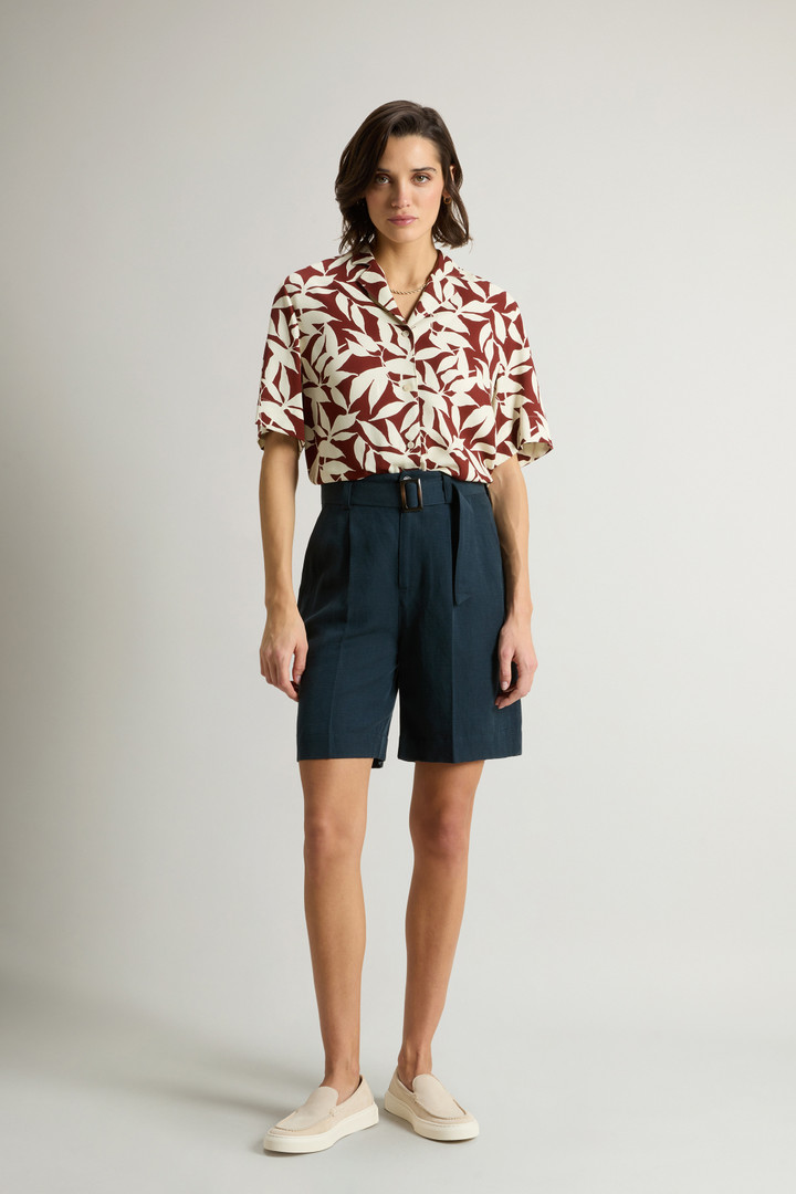 Garment-Dyed Linen-Blend Bermuda Shorts Blue photo 1 | Woolrich