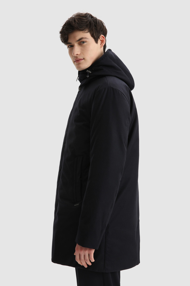 Luxury 2-in-1 coat in fine Italian wool and silk crafted with a Loro Piana fabric