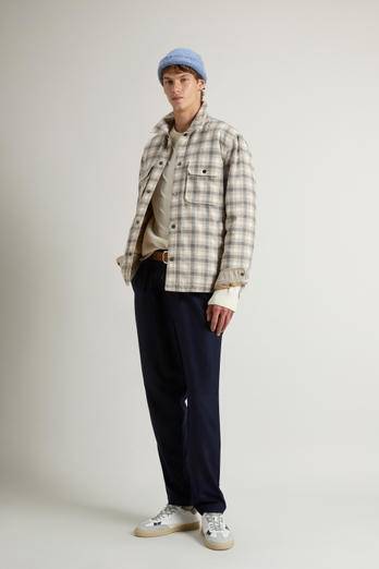 Alaskan Check Overshirt in Recycled Italian Wool Blend Beige | Woolrich