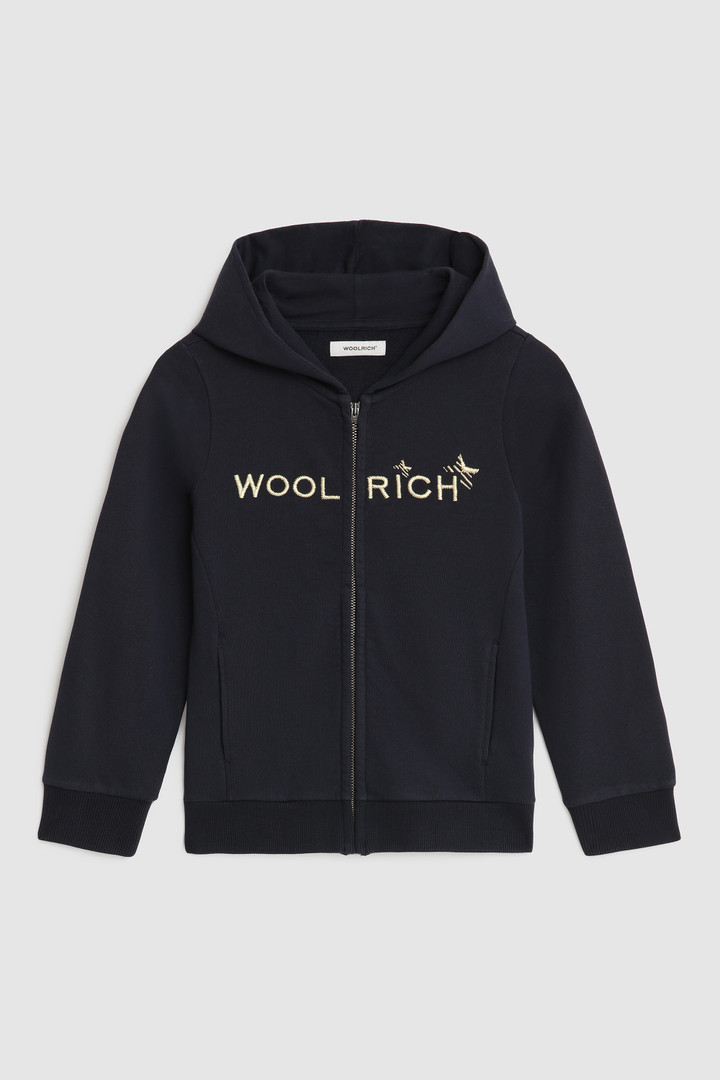 Hoodie voor meisjes met volledige rits en gouden borduursel