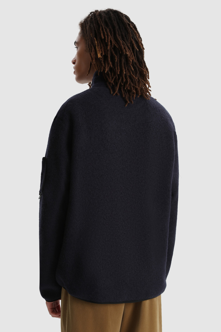 Leichter Terra-Melton Pullover mit durchgehendem Reißverschluß