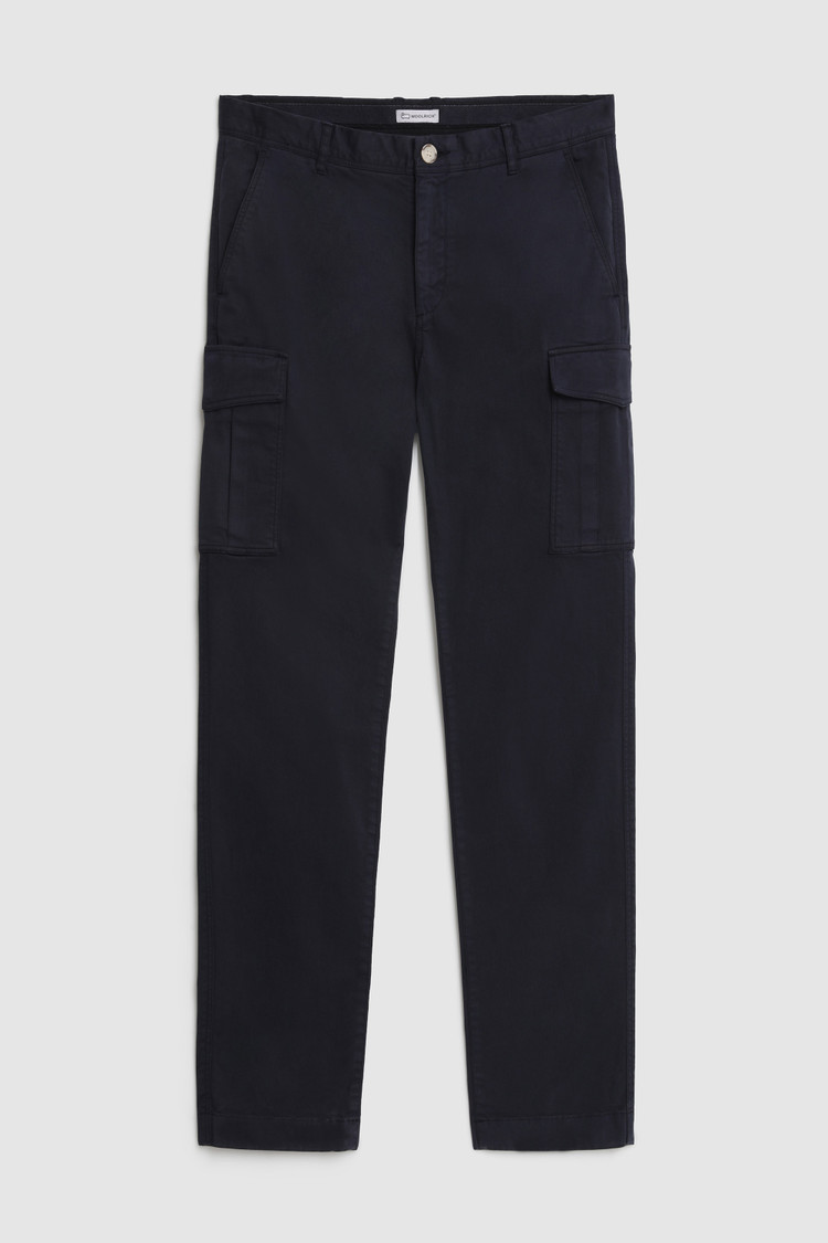 Pantaloni cargo in cotone tinto in capo elasticizzato