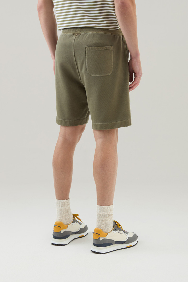Bermuda Sports Shorts in Pure Cotton Fleece with Drawstring Green photo 3 | Woolrich