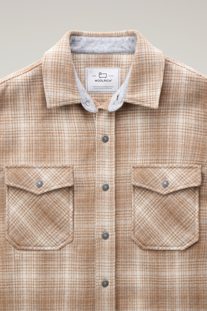 Alaskan Check Overshirt in Recycled Italian Wool Blend Beige photo 2 | Woolrich