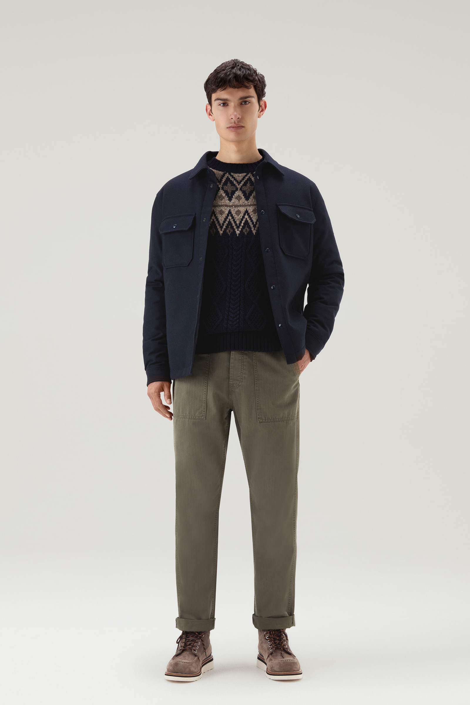 Men's Fair Isle Pullover in Wool Blend Blue | Woolrich USA