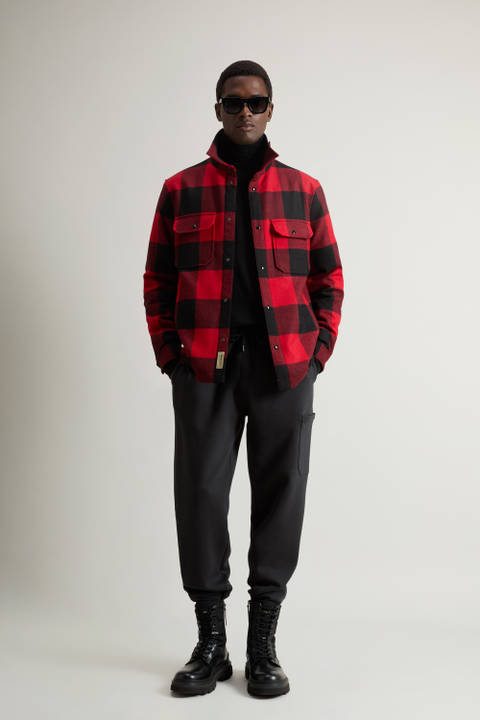 Alaskan Padded Overshirt in Checked Italian Wool Blend Red | Woolrich