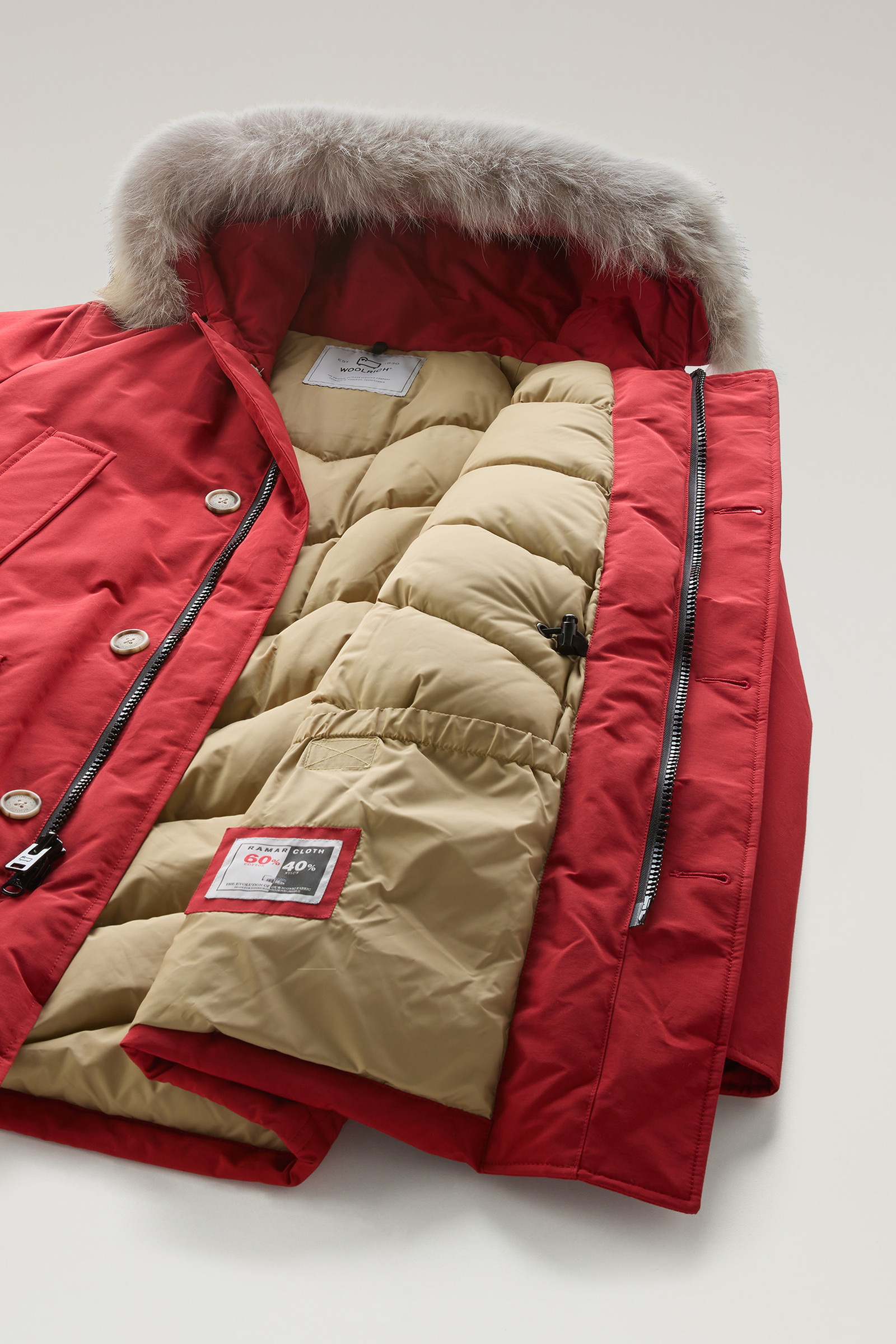 Arctic Parka in Ramar Cloth with Detachable Fur Trim Red photo 10 | Woolrich