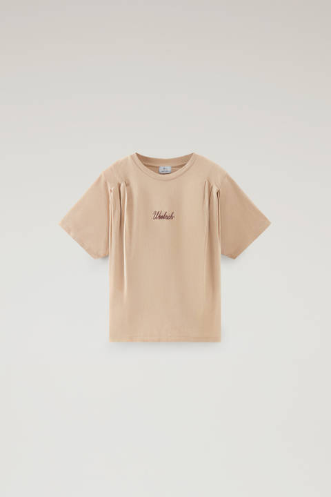 T-shirt in Pure Cotton with Pleated Shoulders Beige photo 2 | Woolrich