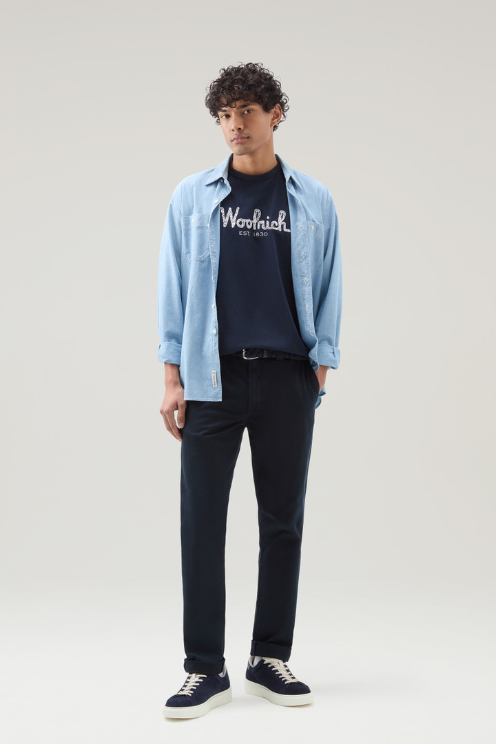 Pure Cotton Embroidered T-Shirt Blue photo 2 | Woolrich