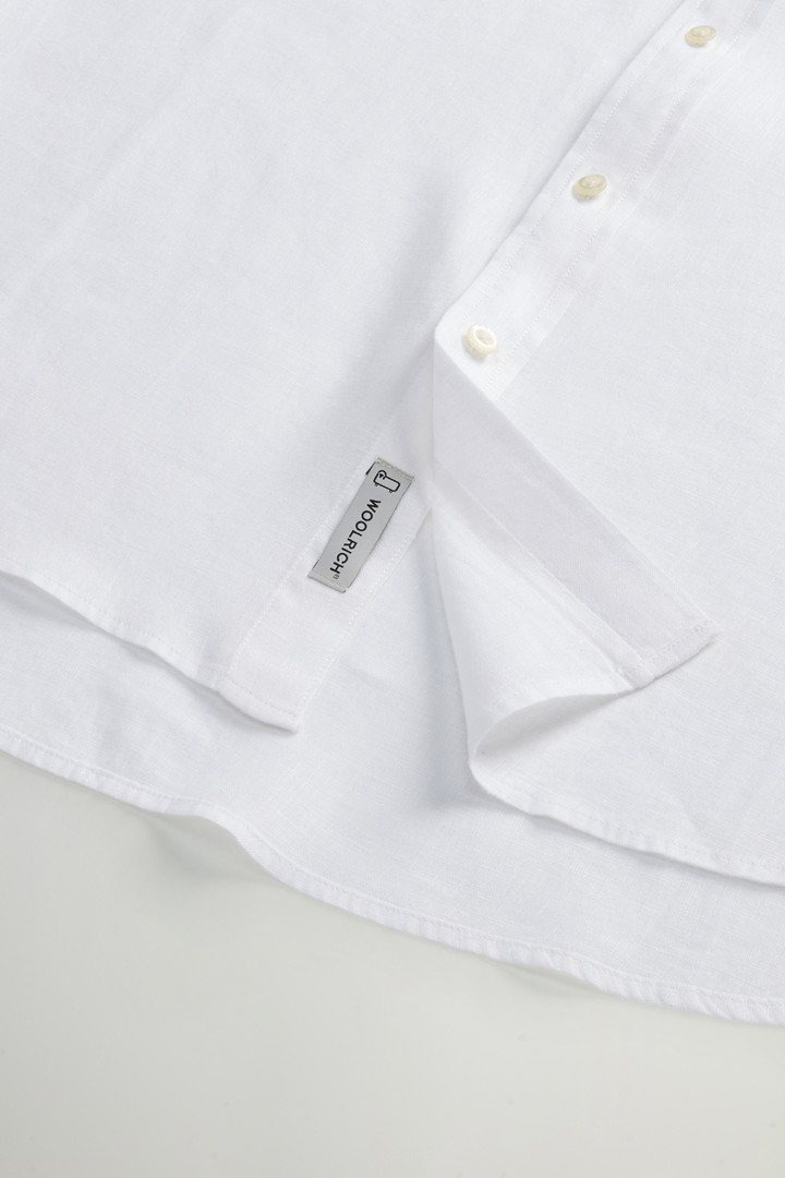 Garment-dyed Shirt with Mandarin Collar in Pure Linen White photo 8 | Woolrich