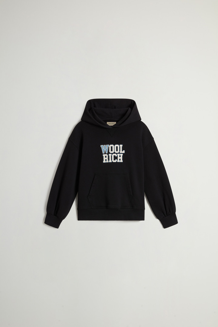 Girls' Hoodie in Pure Cotton with Puffed Sleeves Black photo 1 | Woolrich