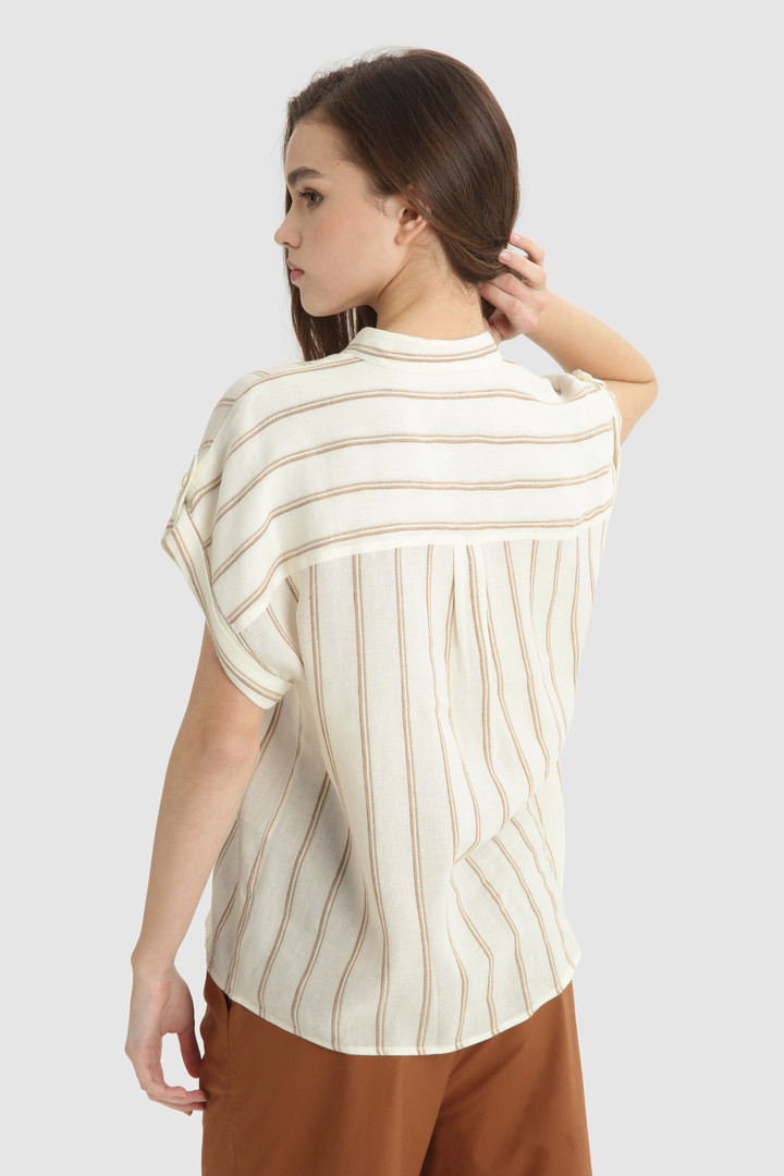 Striped Linen Blend Shirt White photo 3 | Woolrich