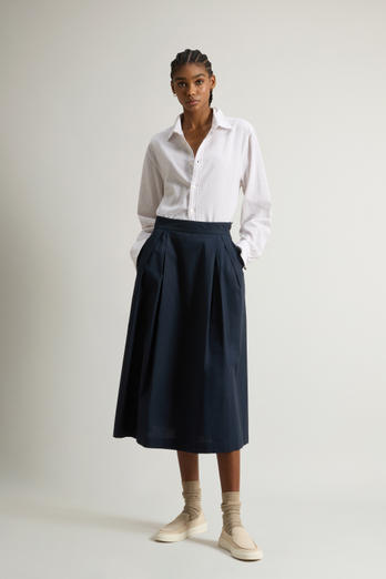 Pure Cotton Poplin Skirt Blue | Woolrich