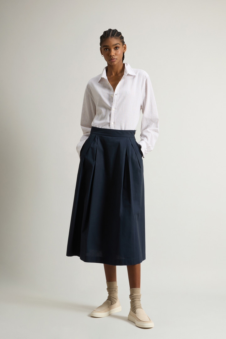 Woolrich Woman Pure Cotton Poplin Skirt Blue Size L