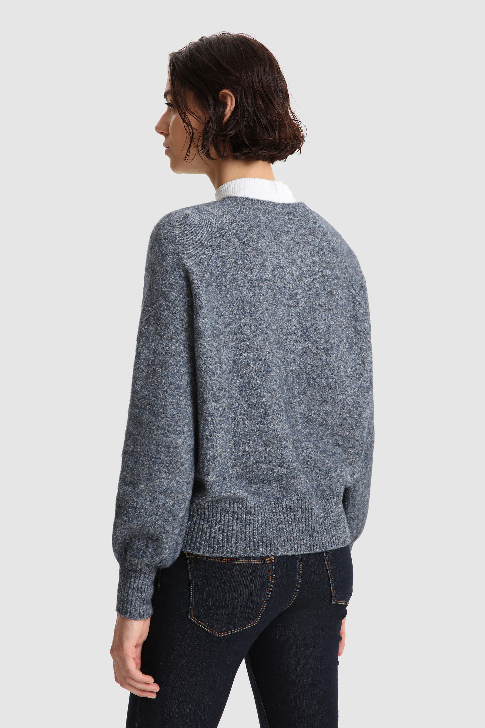 Stretch Henley Sweater in wool blend