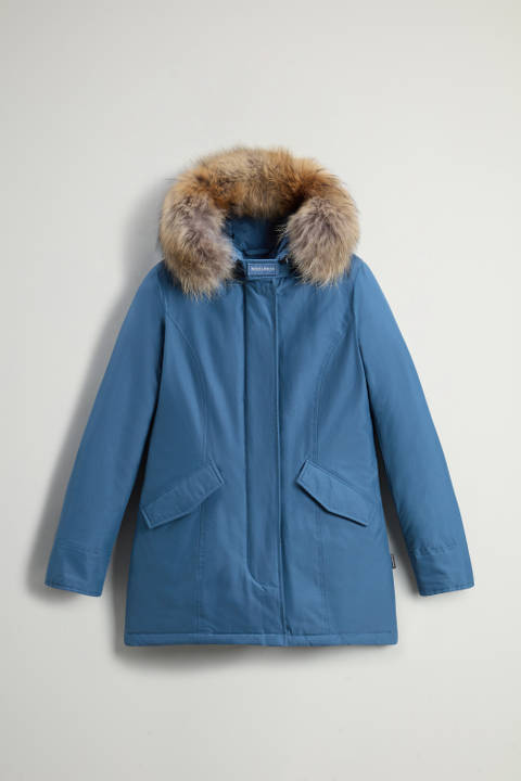 Arctic Parka in Ramar Cloth with Detachable Fur Trim Blue photo 2 | Woolrich