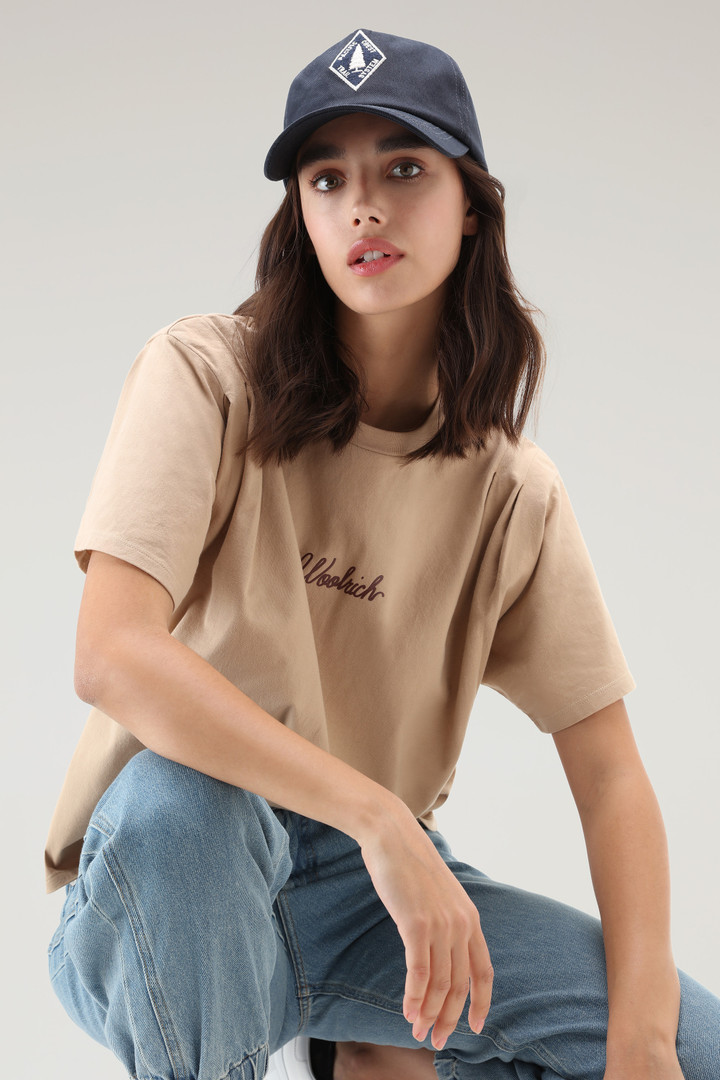 T-shirt in Pure Cotton with Pleated Shoulders Beige photo 4 | Woolrich