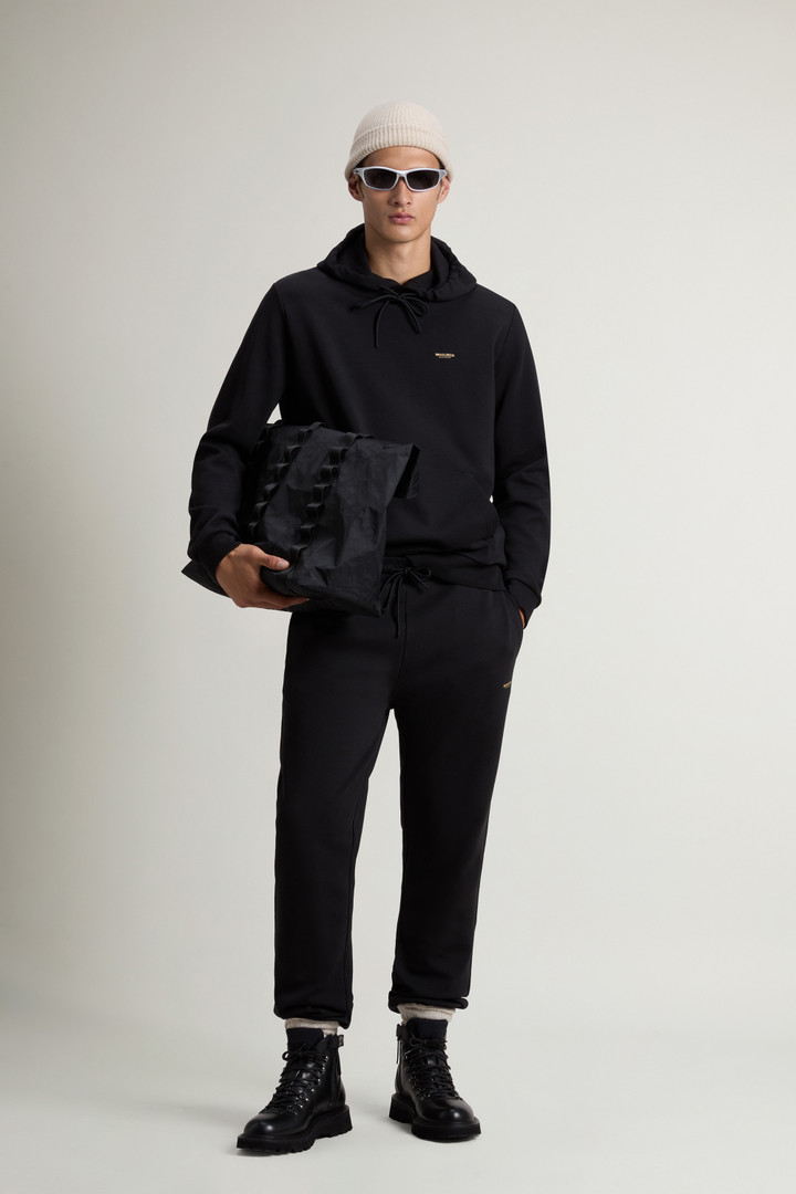 Hooded Sweatshirt in Cotton-Blend Interlock Black photo 2 | Woolrich