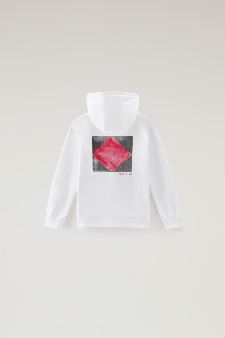 Sweat-shirt à capuche pour garçon en pur coton Blanc photo 2 | Woolrich