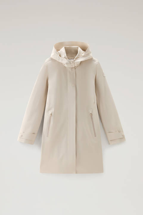 Gabardina de nailon High Tech con capucha desmontable Beige photo 2 | Woolrich