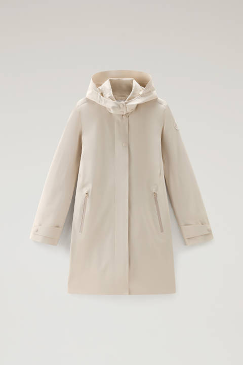 High Tech Nylon Trench Coat with Detachable Hood Beige photo 2 | Woolrich