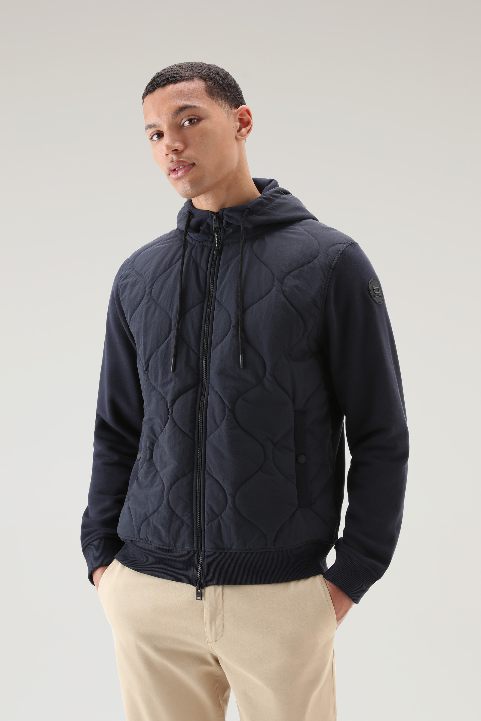 BOSS - Hybrid zip-up hoodie with quilted back