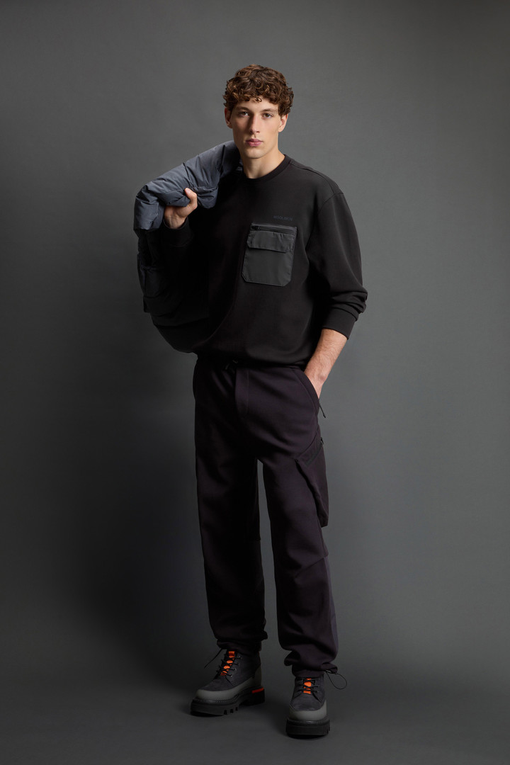 Crewneck Sweatshirt in Cotton Interlock and Nylon Blend by Todd Snyder Black photo 2 | Woolrich