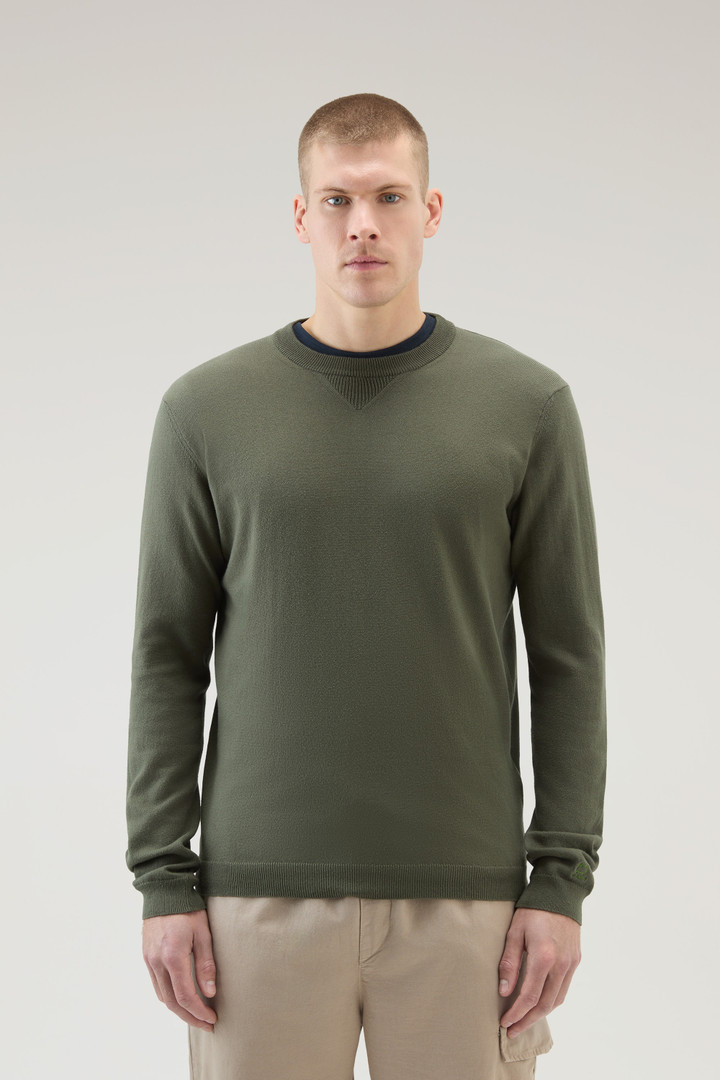 Jersey de cuello redondo de puro algodón Verde photo 1 | Woolrich