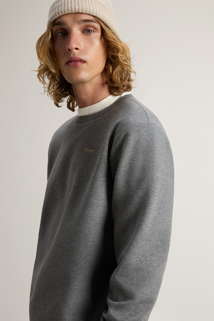 Crewneck Sweatshirt in Cotton-Blend Interlock with Logo Gray photo 4 | Woolrich