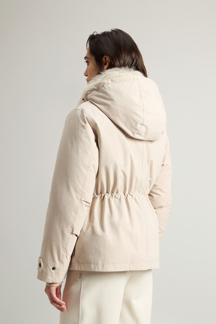 Short Arctic Parka in Mountain Cloth with Removable Hood and Fur Beige photo 3 | Woolrich