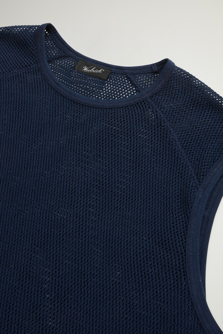 Tanktop aus reiner Baumwolle mit Netzmuster by Todd Snyder Blau photo 6 | Woolrich