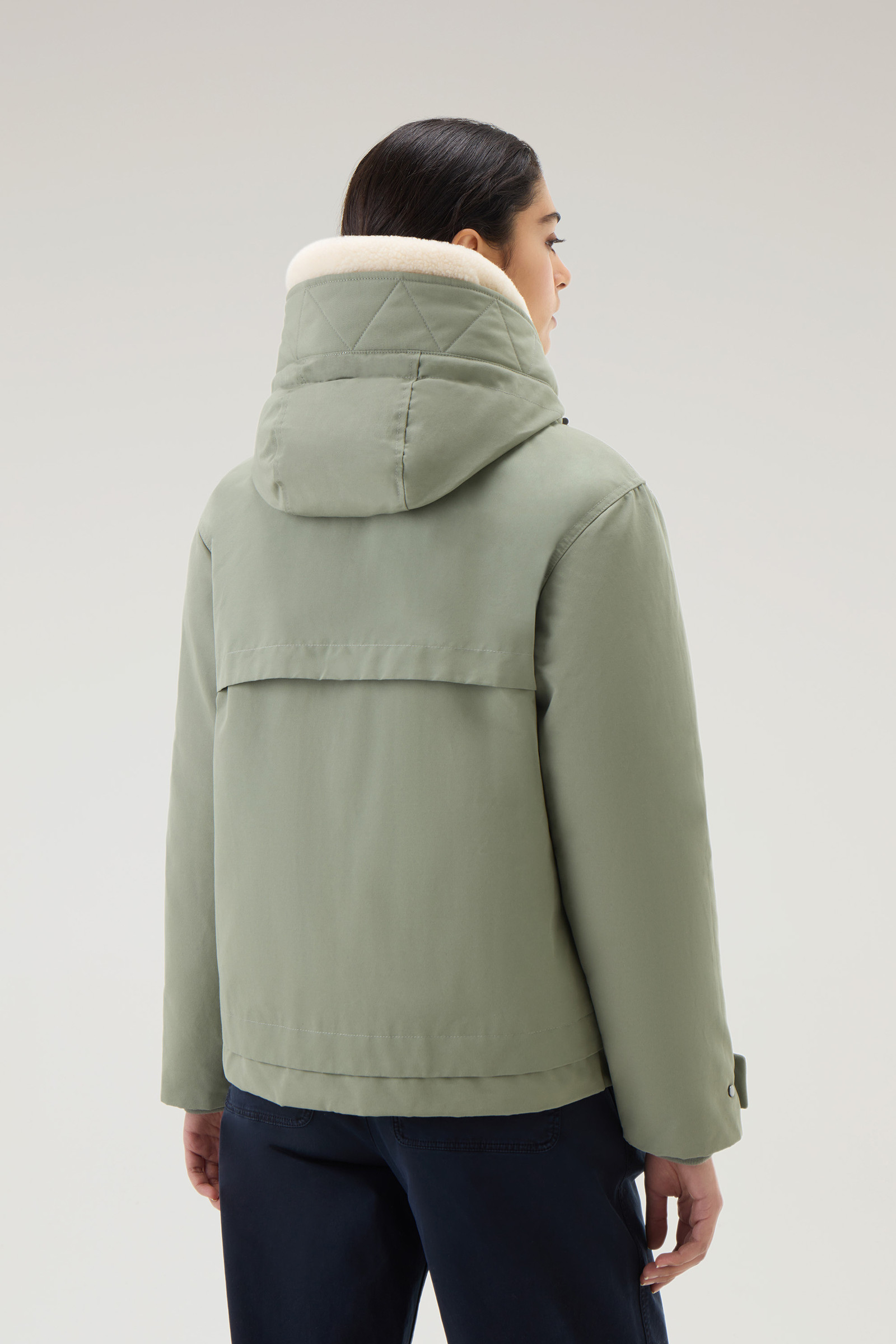 Parka in Brushed Ramar Cloth with Detachable Hood Green photo 3 | Woolrich