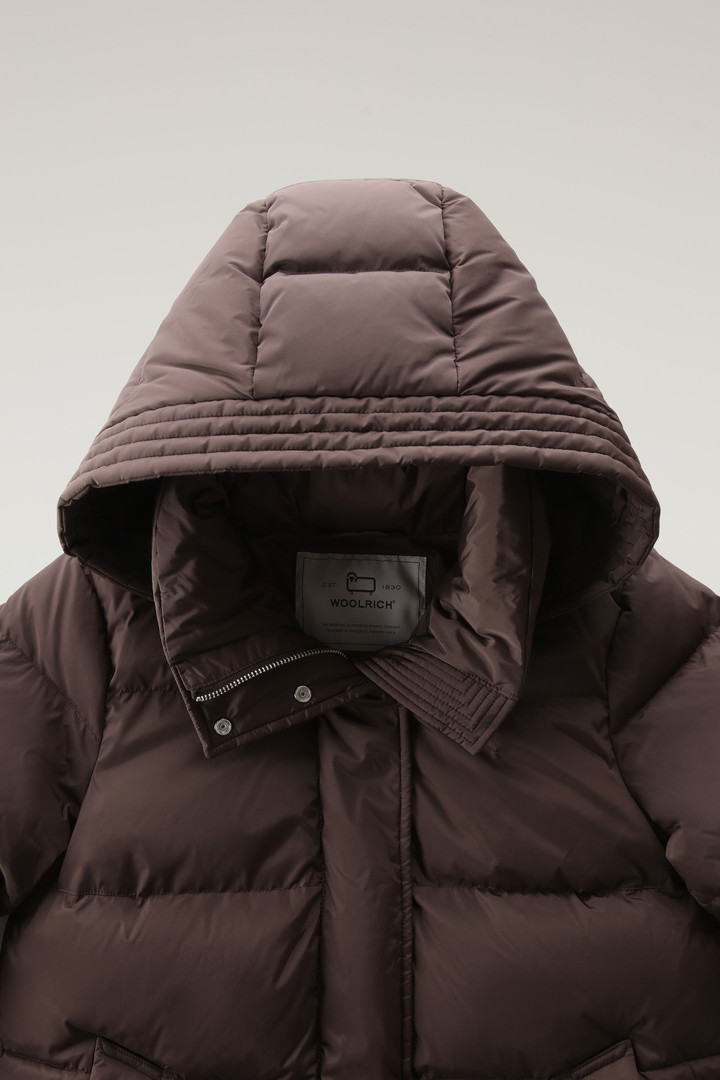 Hooded Alsea Down Jacket in Stretch Nylon Brown photo 2 | Woolrich