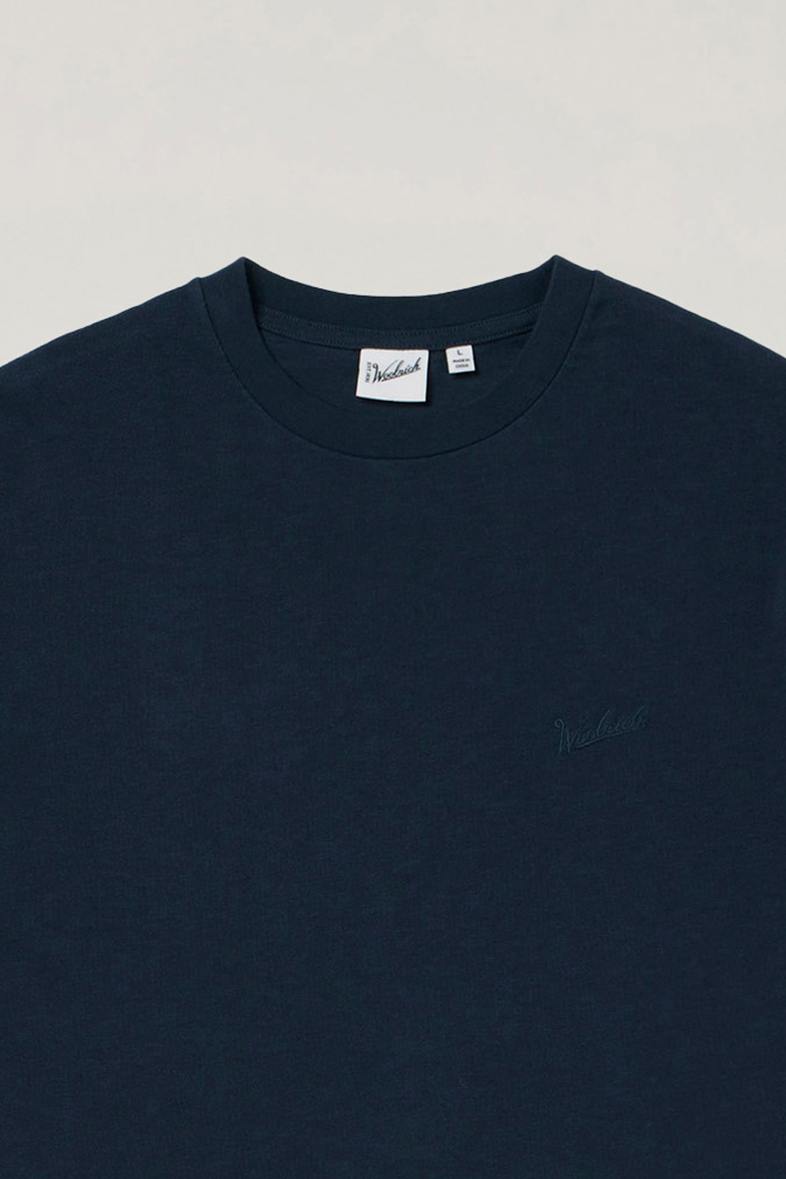 T-shirt in Pure Cotton with Embroidered Logo Blue photo 2 | Woolrich