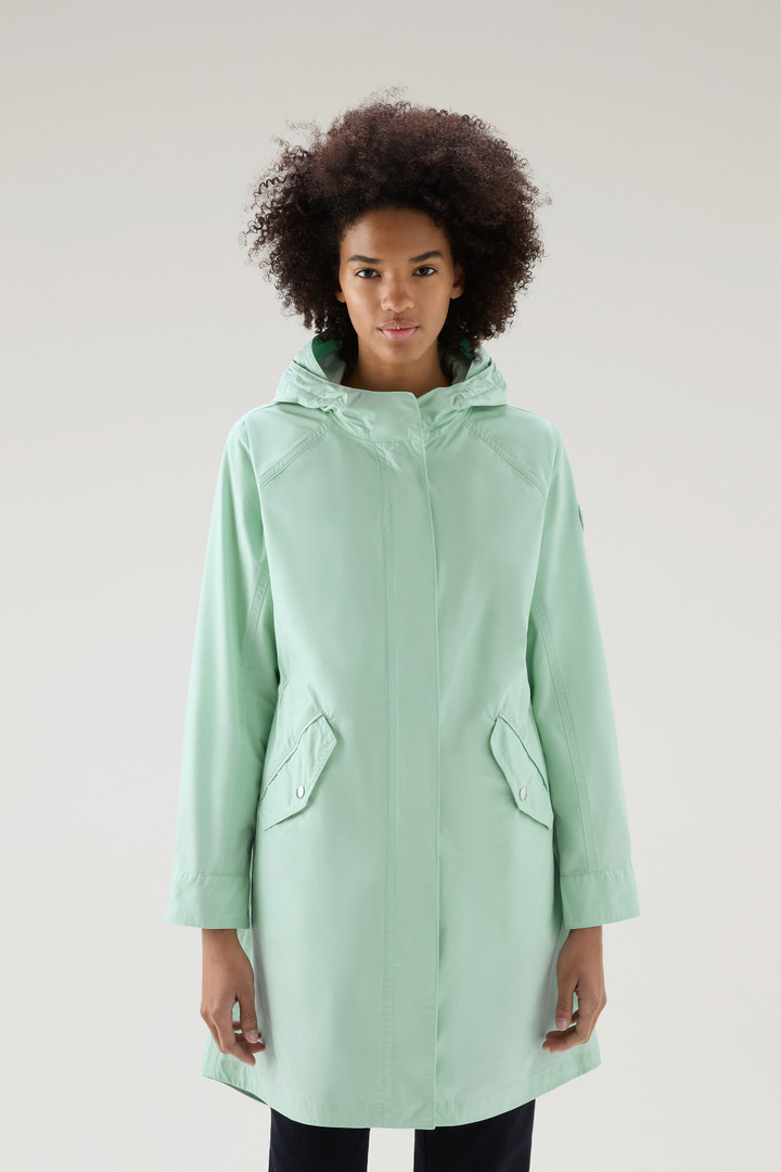 Long Summer Parka in Urban Touch Fabric with Hood Green photo 1 | Woolrich