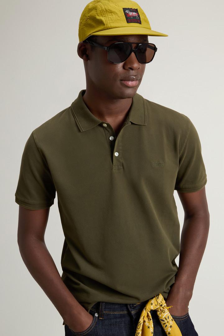 Achteraf geverfde Mackinack-poloshirt van katoenpiqué met stretch Groen photo 4 | Woolrich