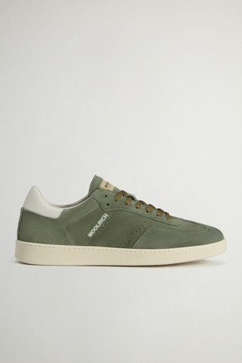 Men's Retro Sneakers in Nylon with Leather and Suede Details