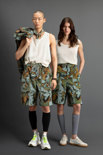 Unisex's Technical Ribbed Fabric Shorts by Todd Snyder beige