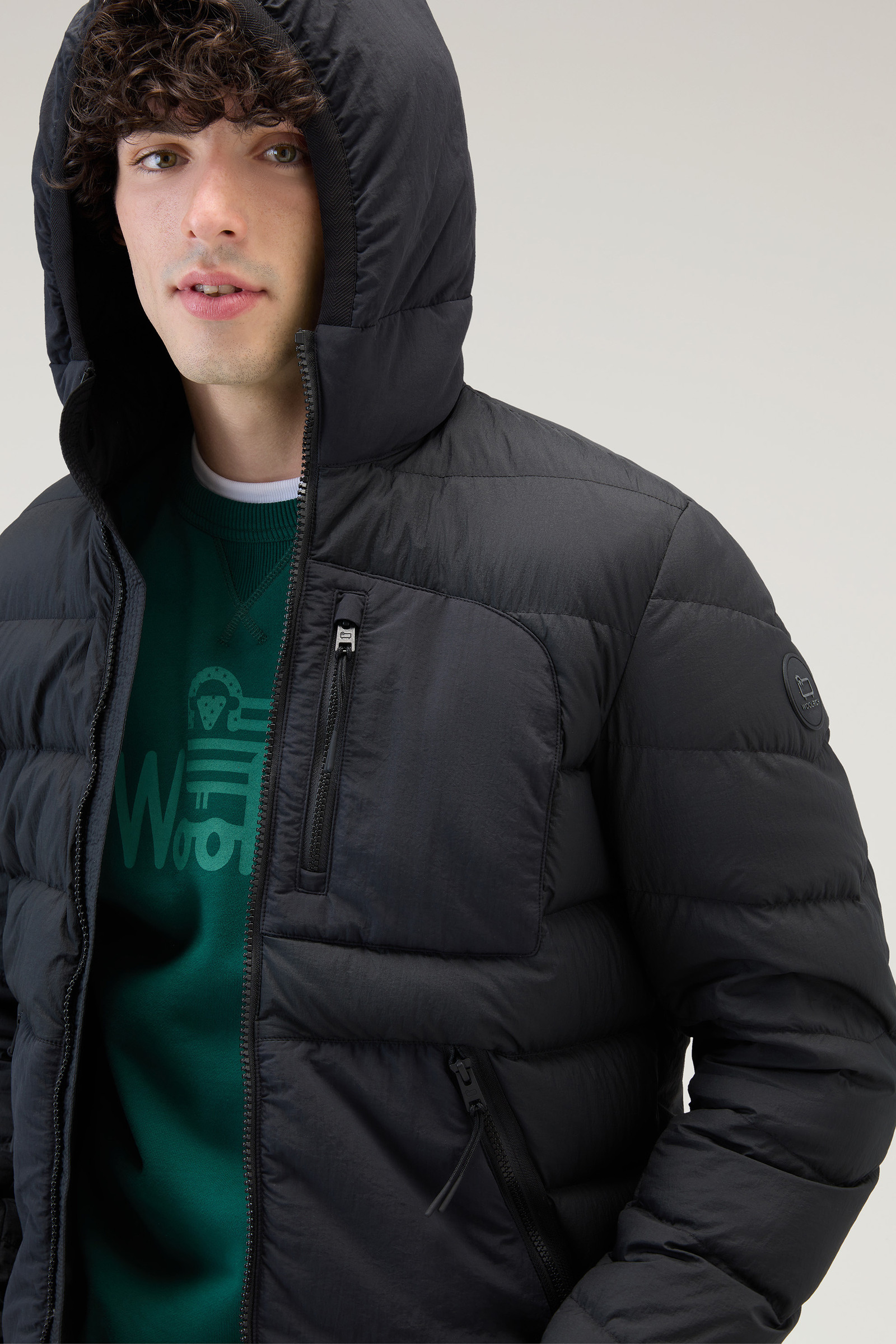 Lobster Down Jacket in Crinkle Nylon - Men - Black