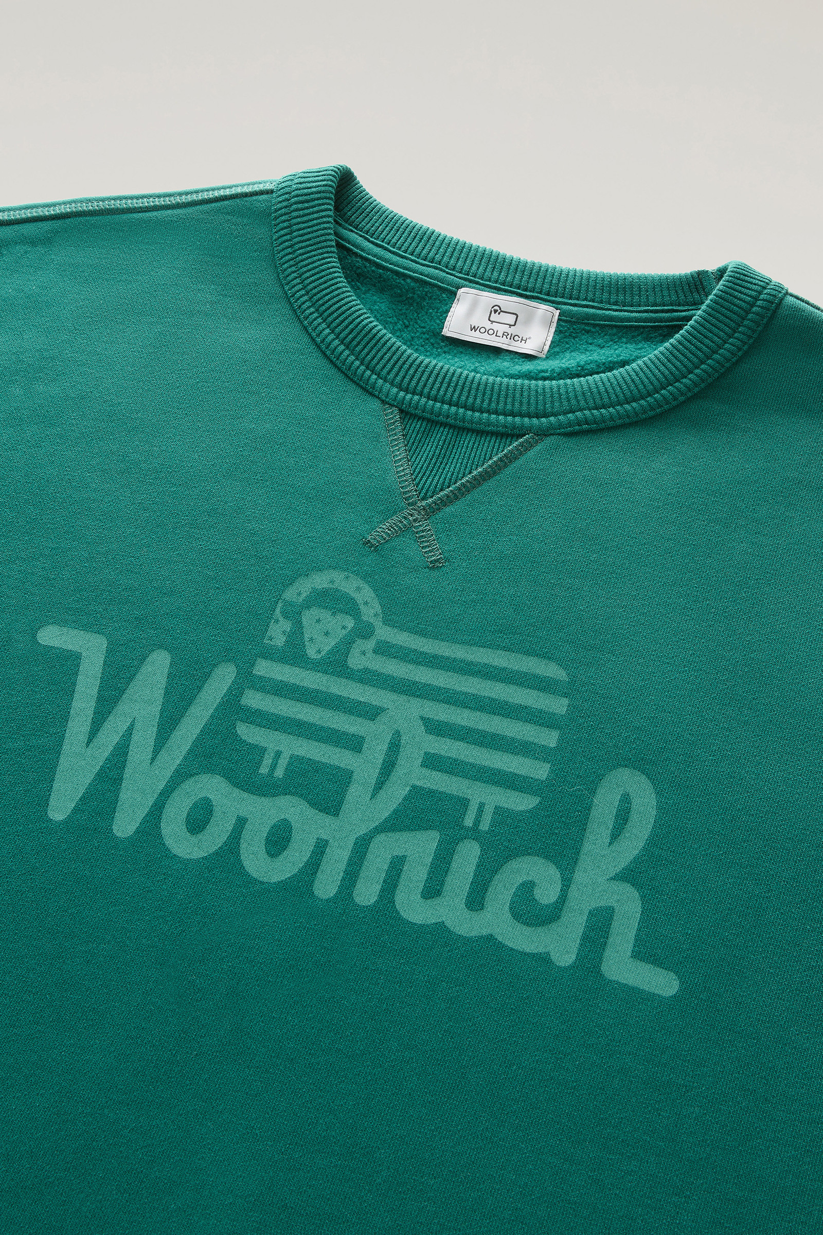 Pullover aus reiner Baumwolle mit Rundhalsausschnitt grün photo 6 | Woolrich