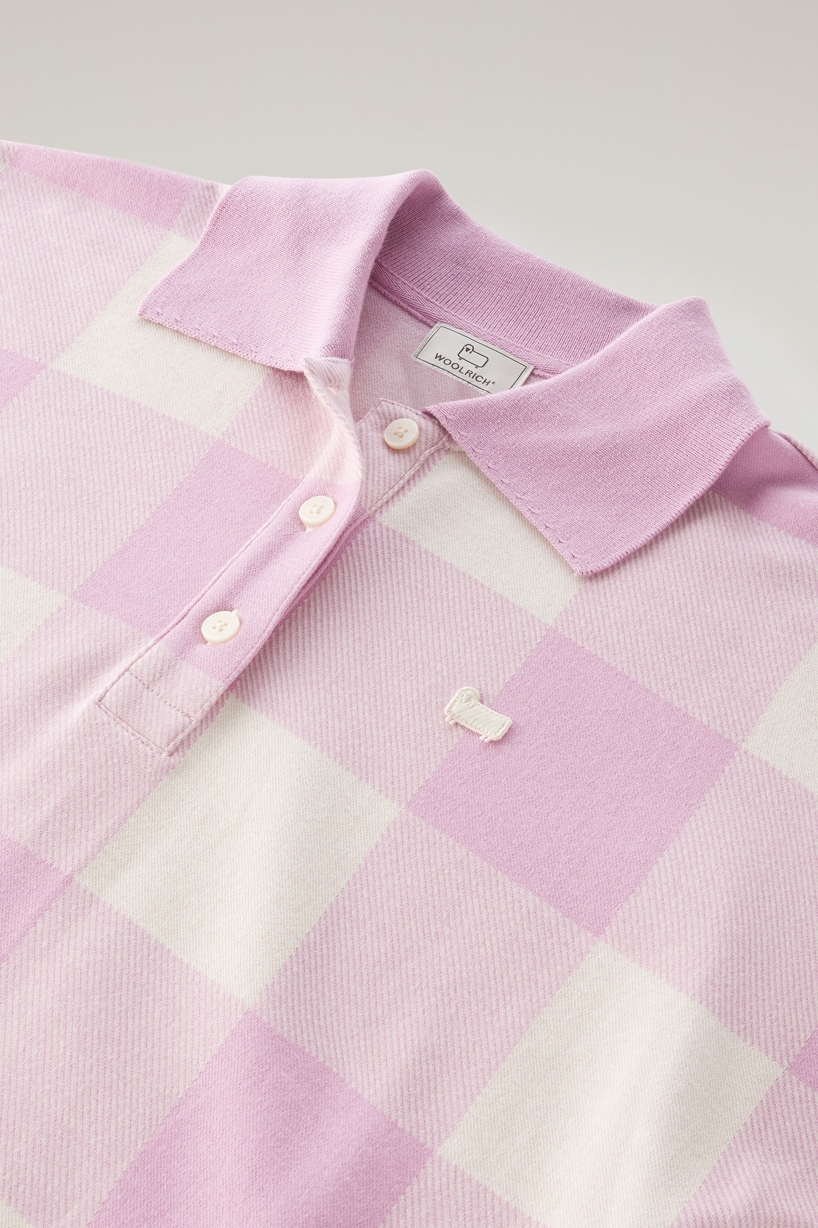 Women's American Check Polo in Yarn-Dyed Stretch Cotton Blend Pink ...