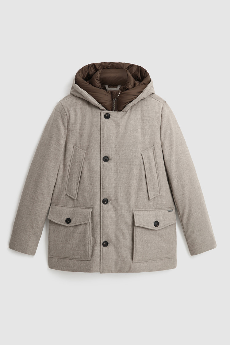 Luxe Arctic Parka van Italiaanse ecologische wol geraft met een Loro Piana-stof