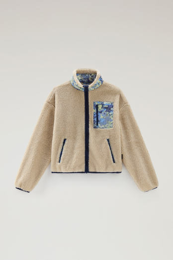 High-Collar Sherpa Sweatshirt with Cordura Details Beige | Woolrich