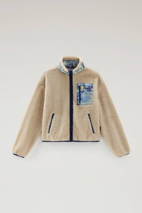 High-Collar Sherpa Sweatshirt with Cordura Details Beige photo 2 | Woolrich