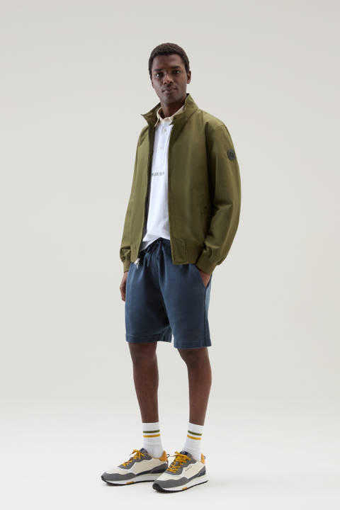 Cruiser Bomber Jacket in Ramar Cloth with Turtleneck Green | Woolrich