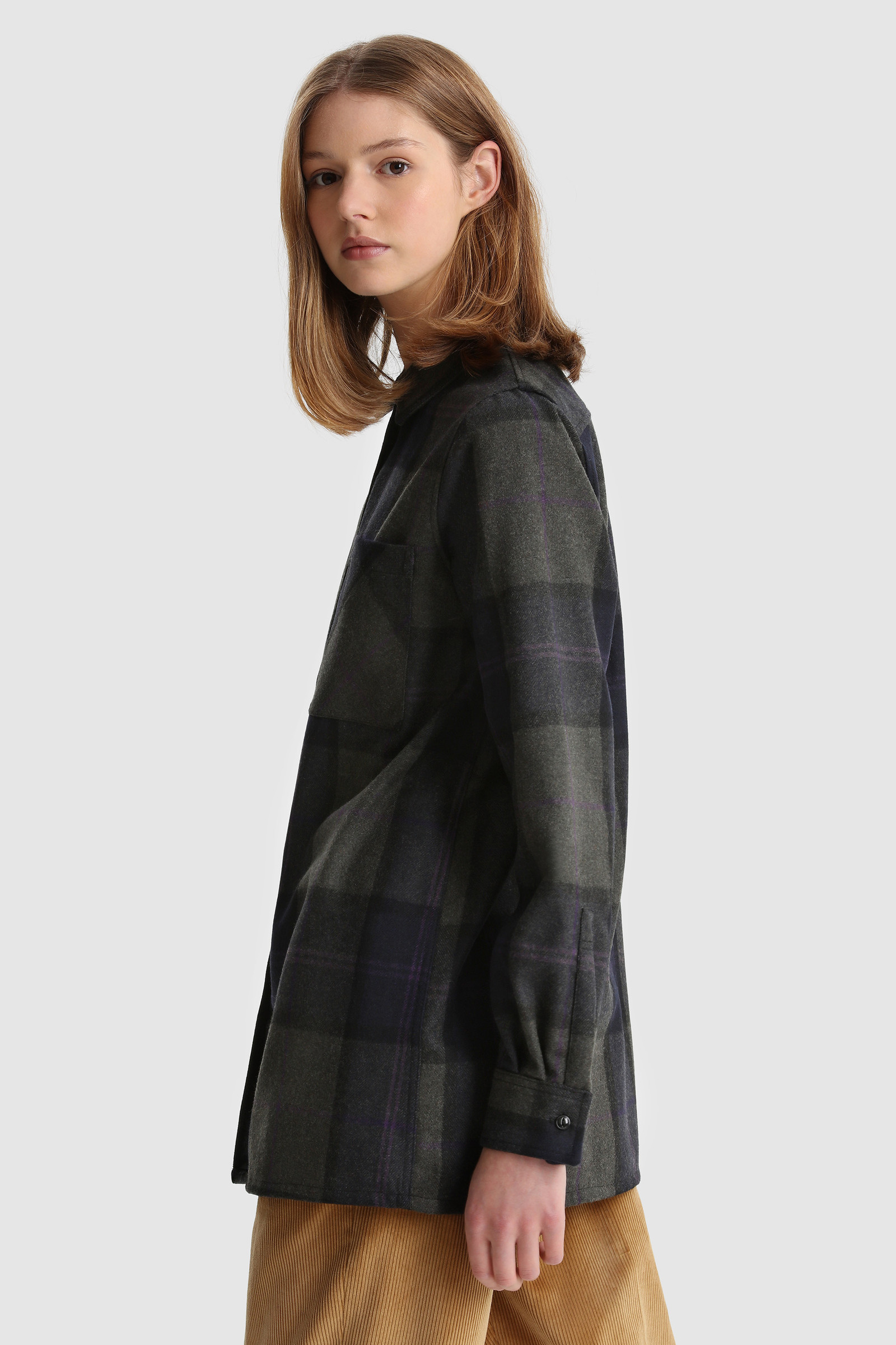 Wool Blend Boyfriend Flannel Shirt - Made in Usa Green photo 3 | Woolrich