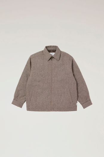 Zip Jacket in Recycled Wool Tweed Beige photo 1 | Woolrich